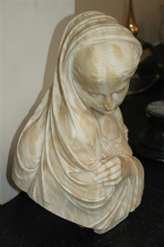 A 19th century Italian marble bust of a mother and infant, H.17in.